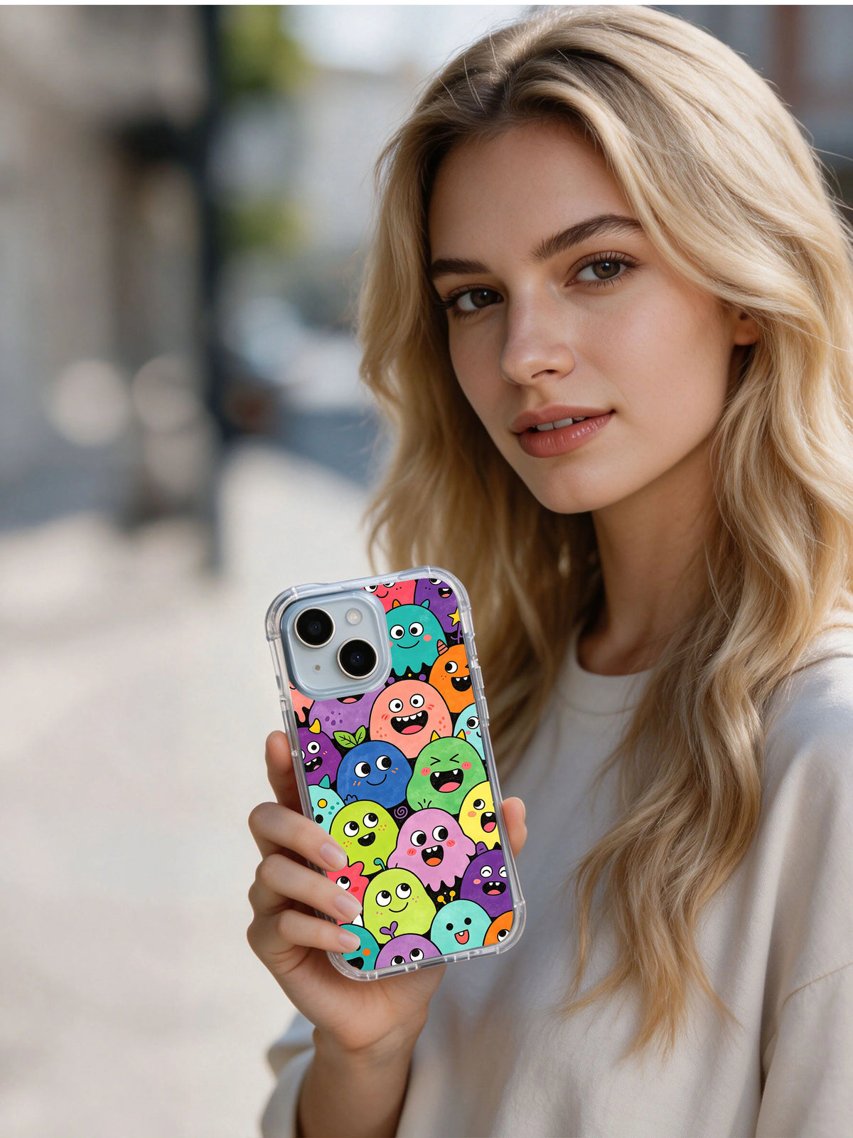 Product or handheld view of the Rainbow Mood Creatures case