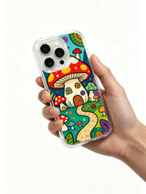 Product or handheld view of the Rainbow Mushroom Village case