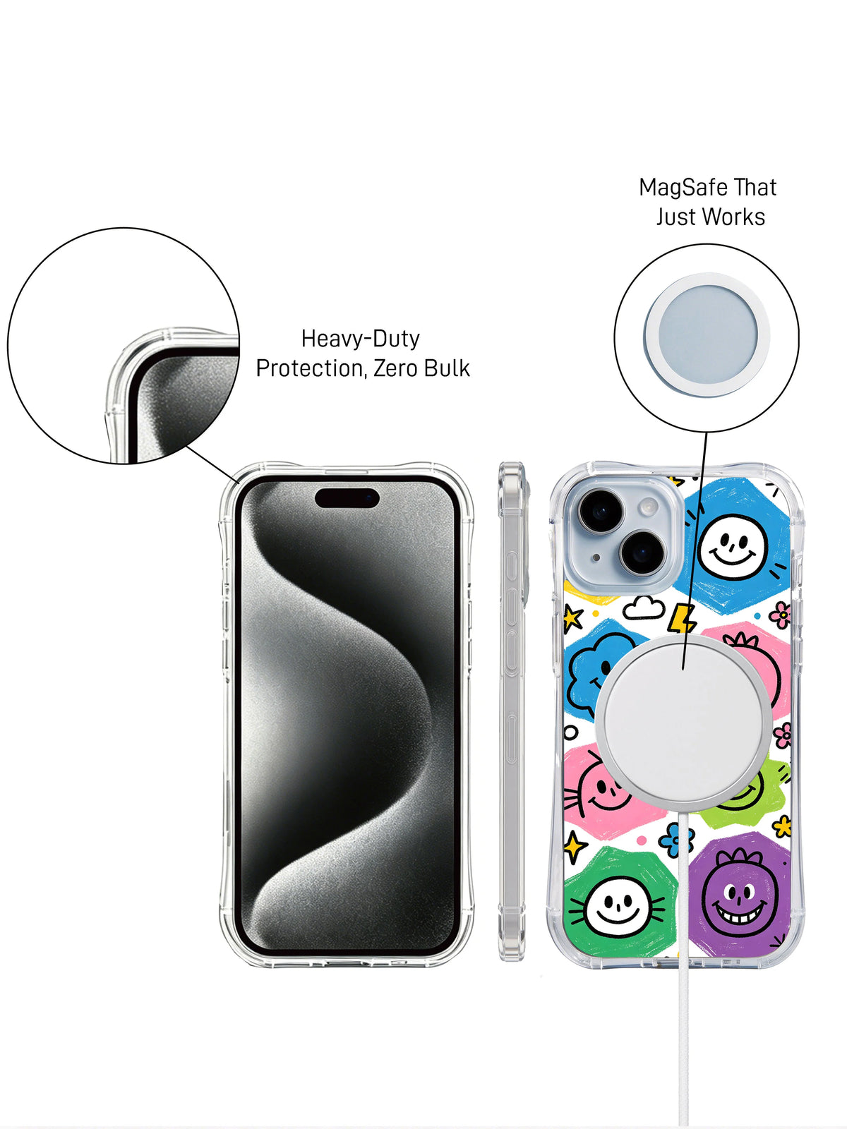Rainbow Playground clear iPhone 14 case back