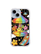 Star Carousel Playground: Smiling stars circle a rainbow carousel beneath a striped canopy.