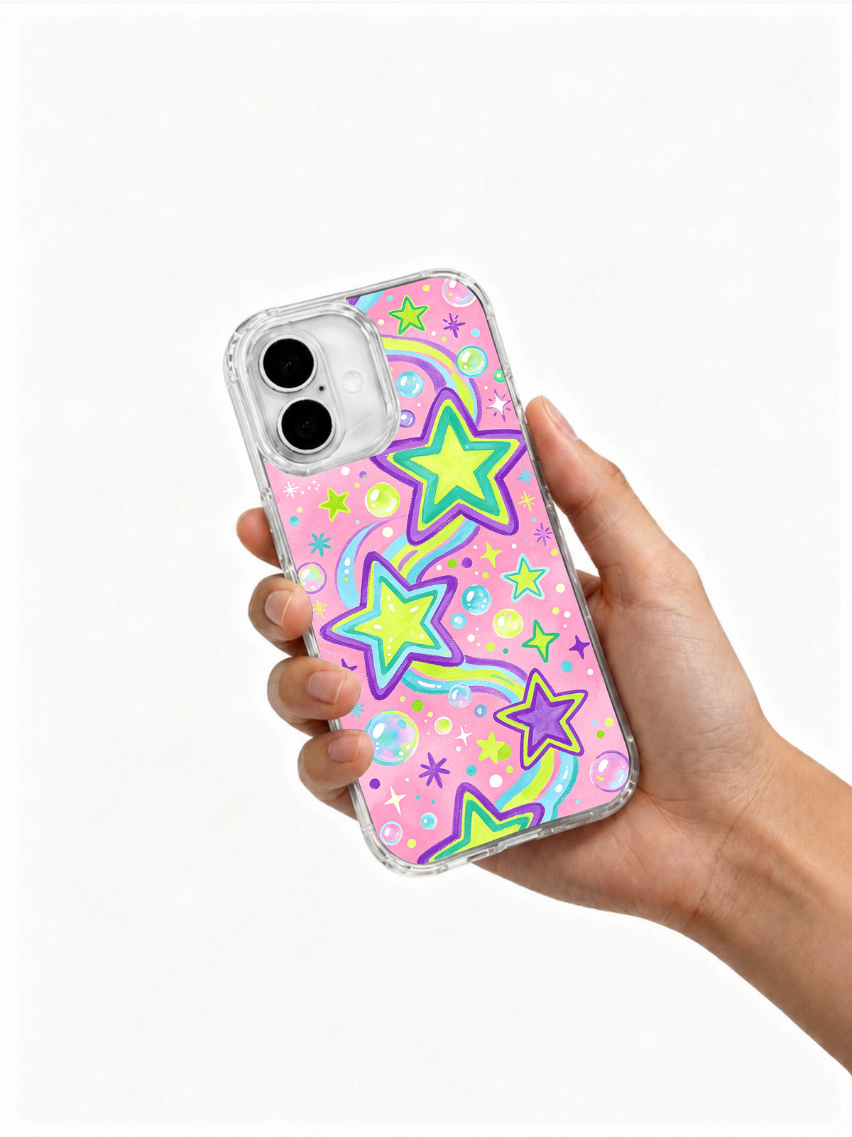 Product or handheld view of the Bubblegum Galaxy Spark case