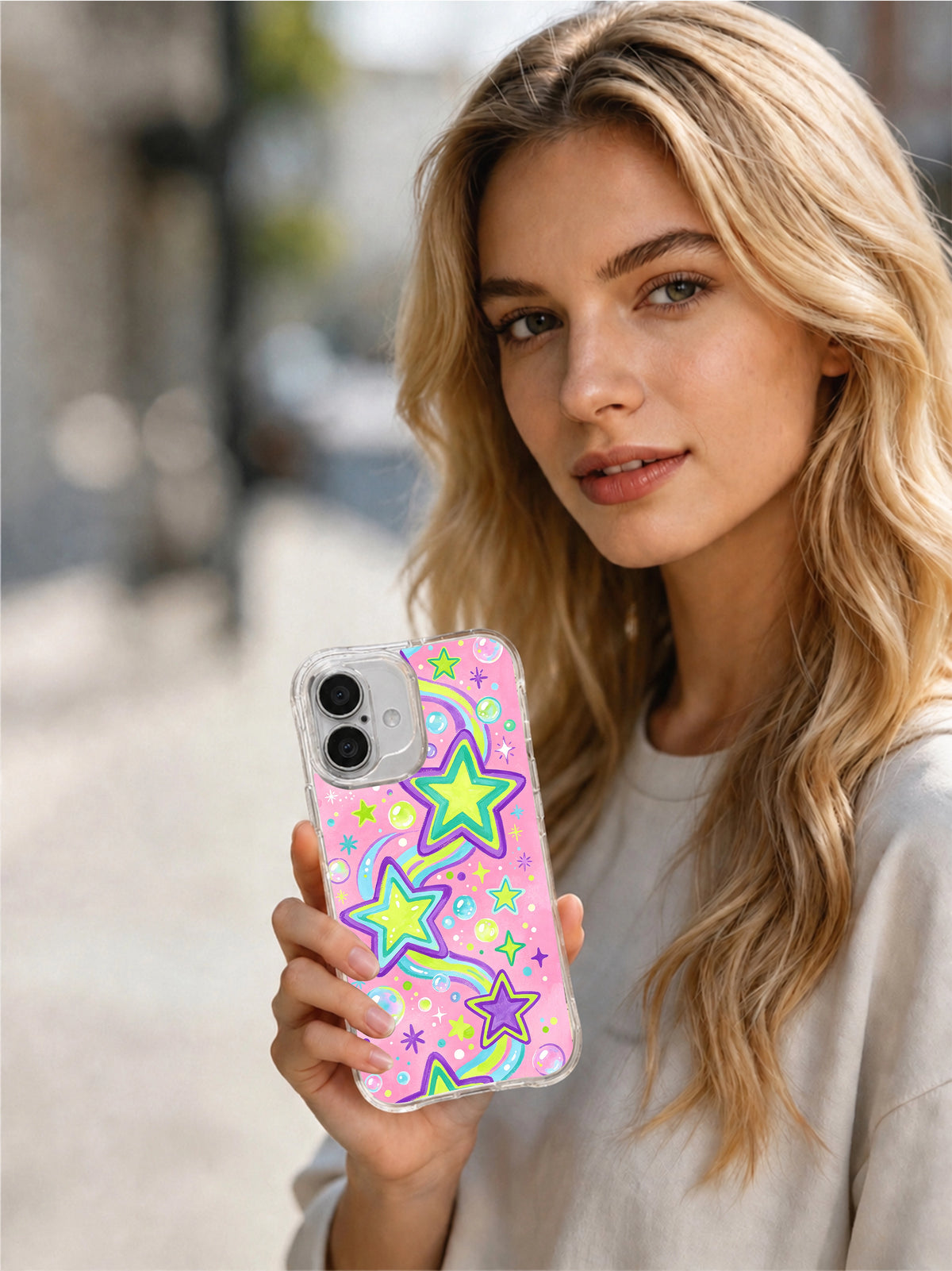 Product or handheld view of the Bubblegum Galaxy Spark case