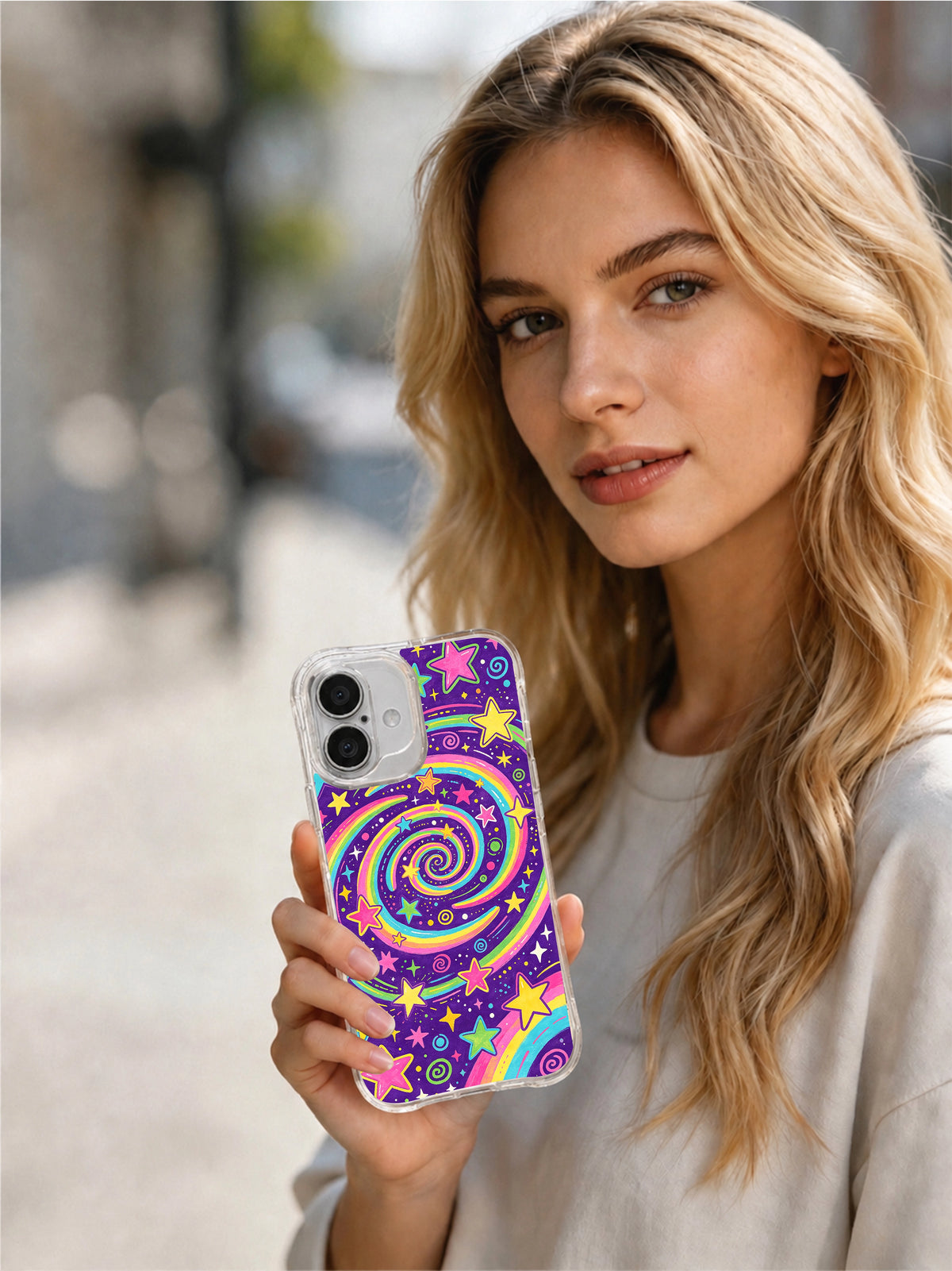 Product or handheld view of the Rainbow Stardust Garden case