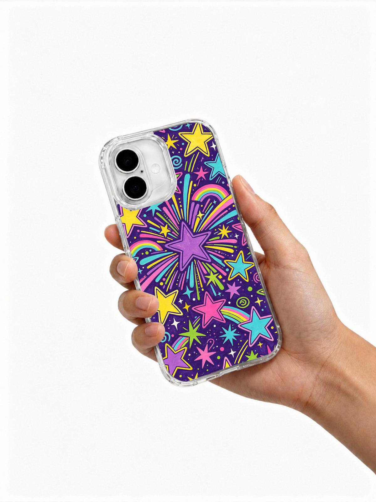 Product or handheld view of the Rainbow Stardust Garden case