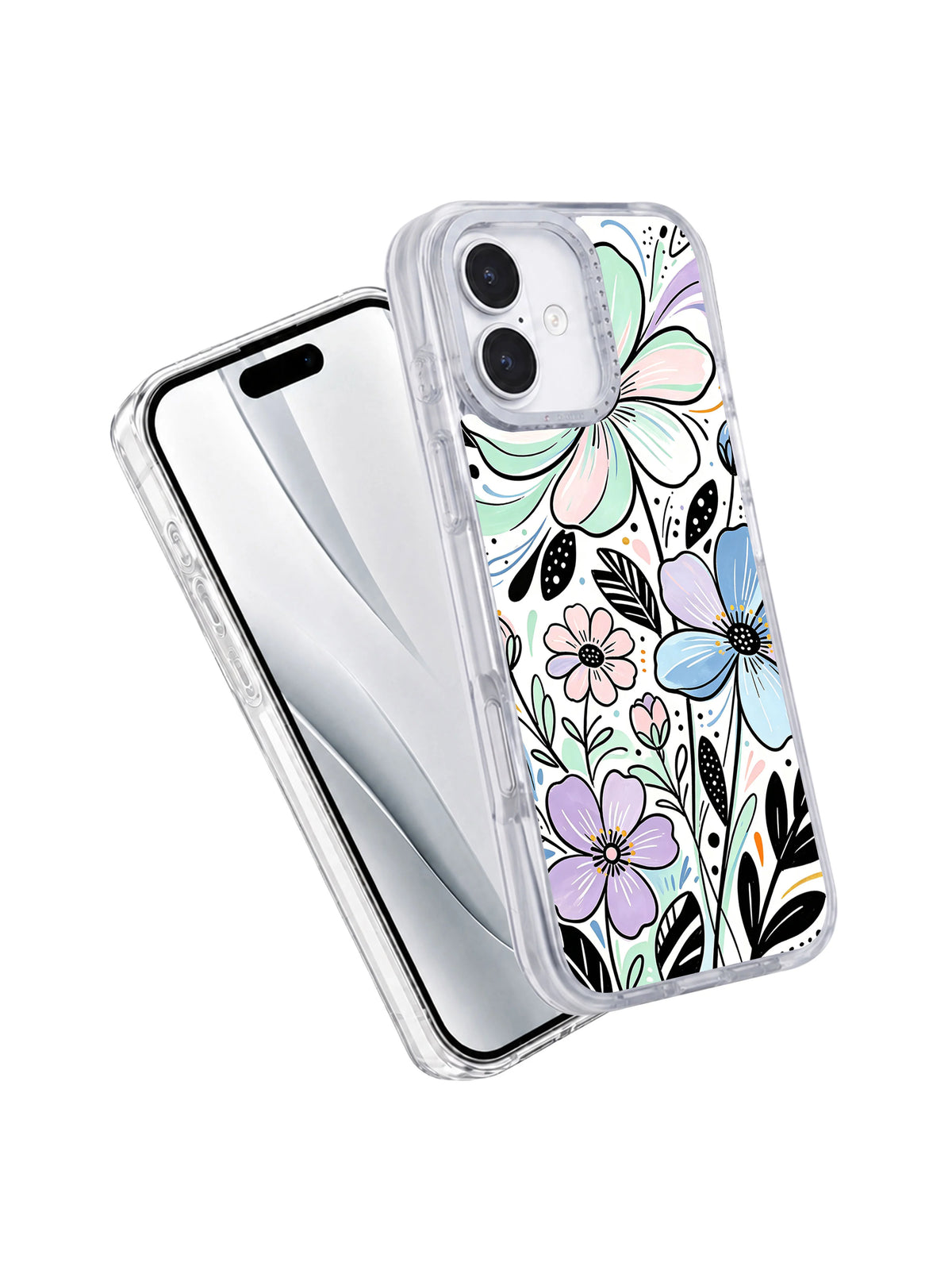 Rainwashed Sky Garden iPhone 17 case front and back view