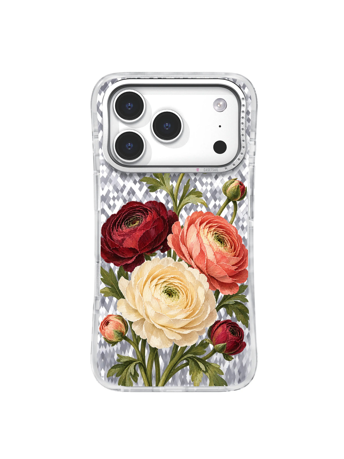Burgundy Anchor ranunculus artwork for iPhone 17 Pro case