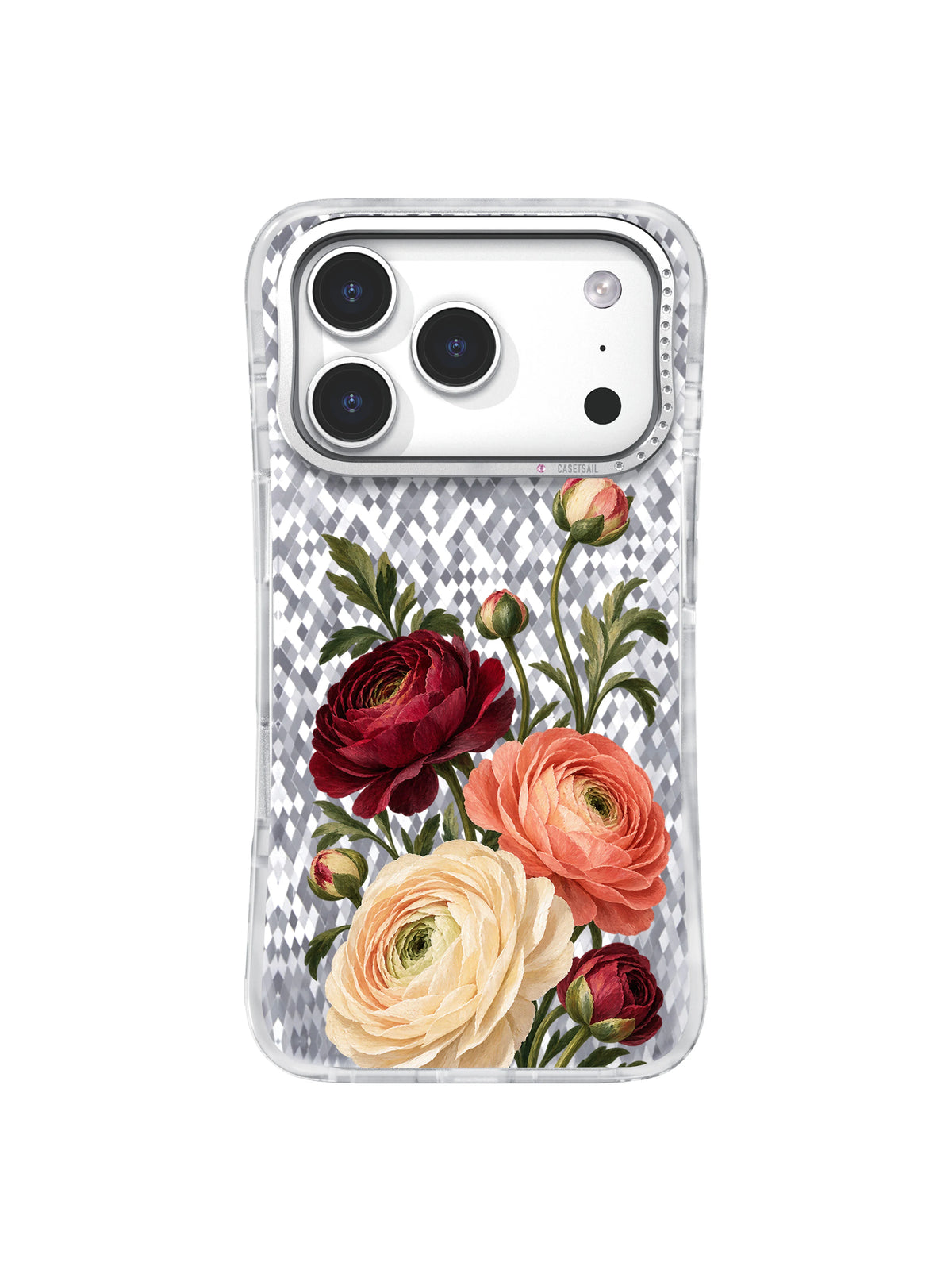 Ranunculus Harbor transparent iPhone case front view