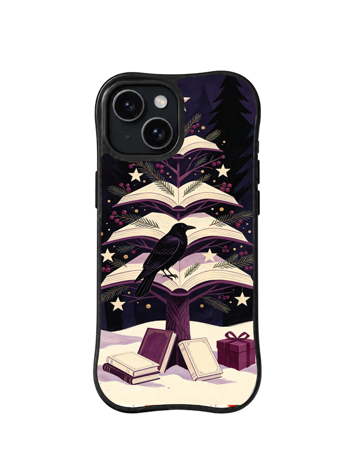 Raven Christmas Book Tree iPhone 14 Case – Dark Academia Art