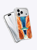 Ray Over Orange Canyon iPhone case angled front and back view