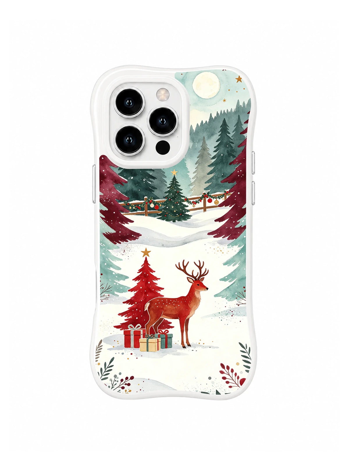 Reindeer Gift Meadow iPhone 16 Pro case in Moonlit Reindeer Watch artwork