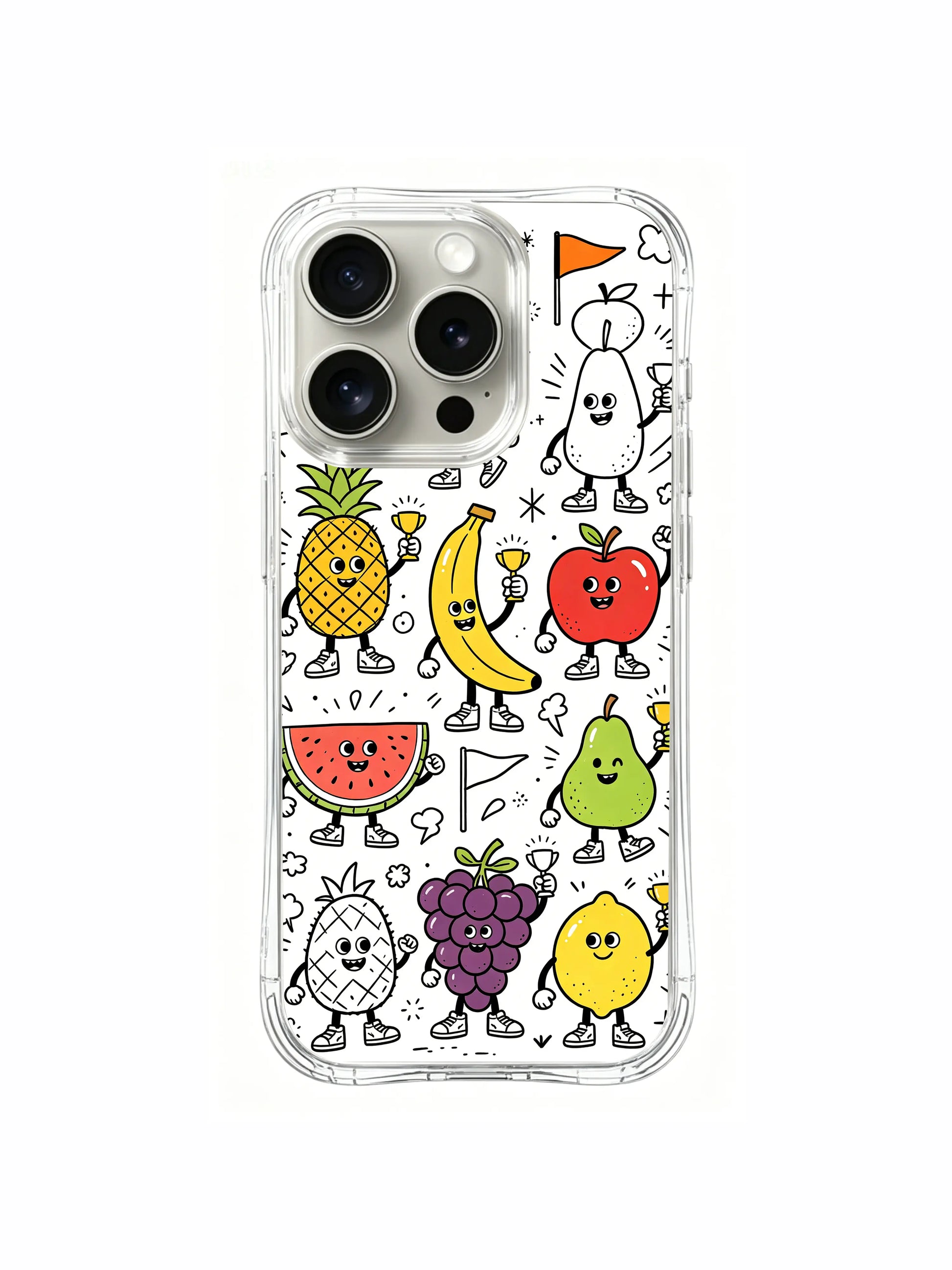 Relaxed fantasy fruit creature sports day scene iPhone 16 pro Case, slim transparent phone casing, all-season wearable art phone cover sold by PhoneCasing.