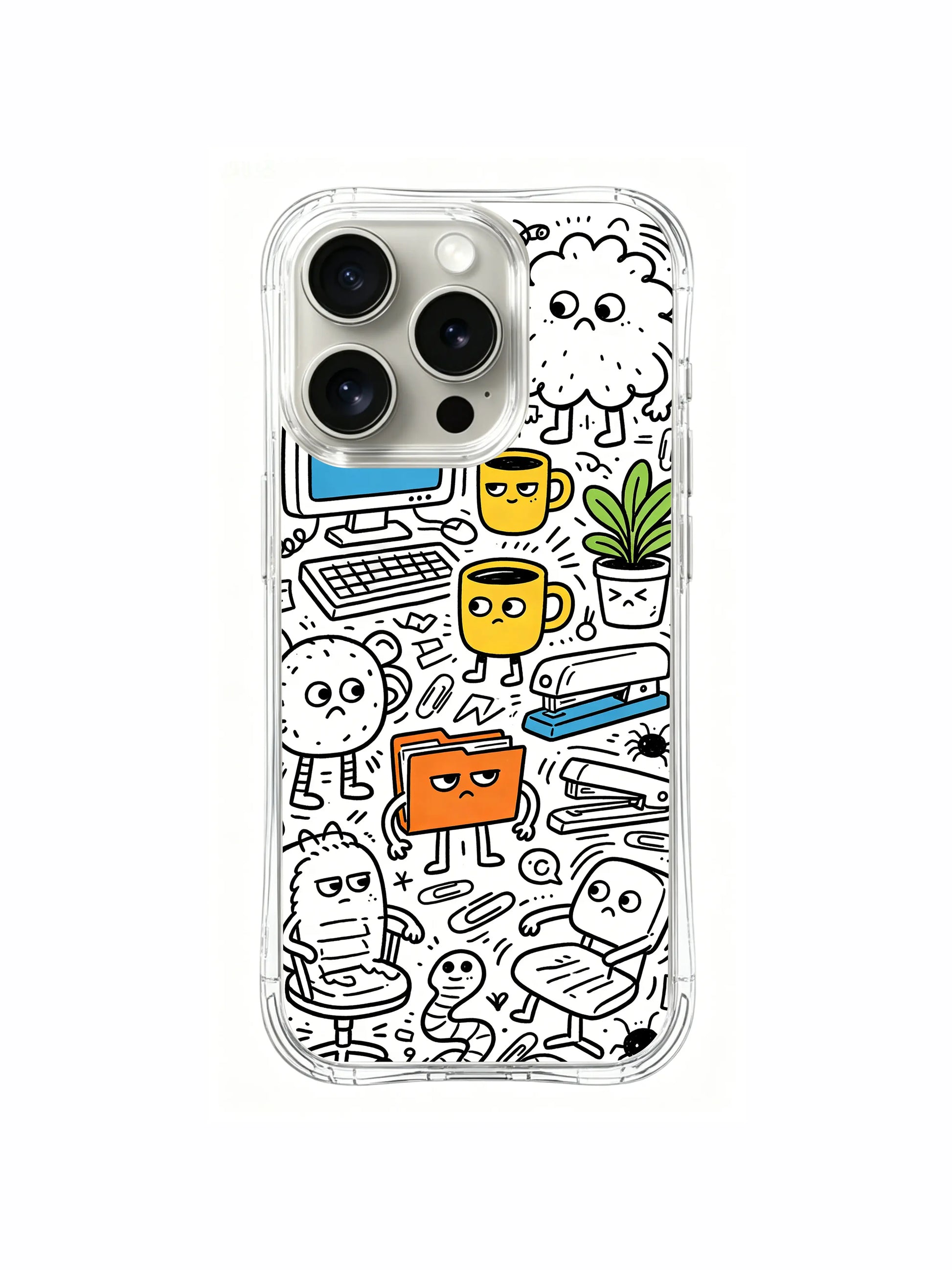 Relaxed fantasy monster office workplace scene iPhone 15 pro Case, slim transparent phone casing, all-season wearable art phone cover sold by PhoneCasing.
