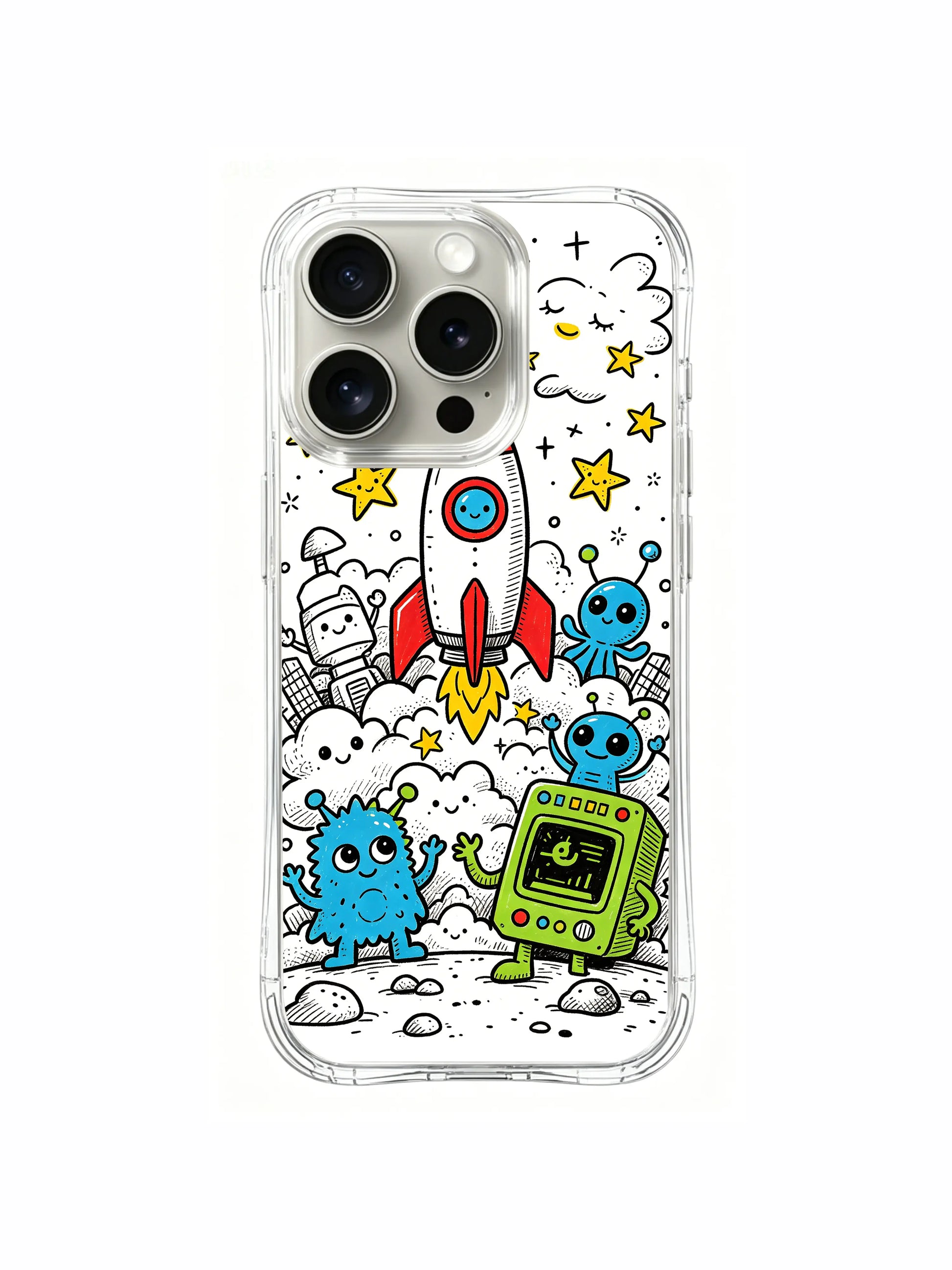 Relaxed fantasy rocket launch workplace scene iPhone 15 pro Case, slim transparent phone casing, all-season wearable art phone cover sold by PhoneCasing.