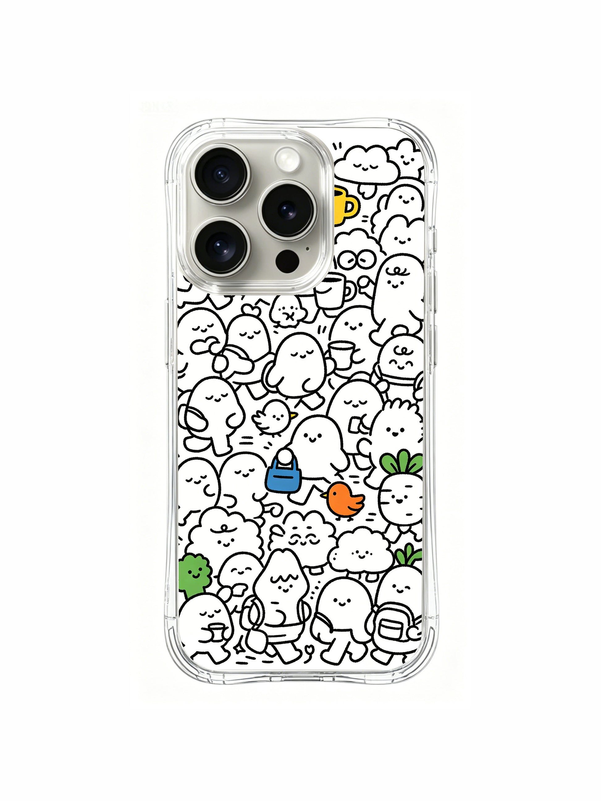 Tired sleepy relaxed monster commute collage iPhone 15 pro Case, officially licensed phone casing sold by PhoneCasing US, cozy aesthetic phone cover for casual styling.