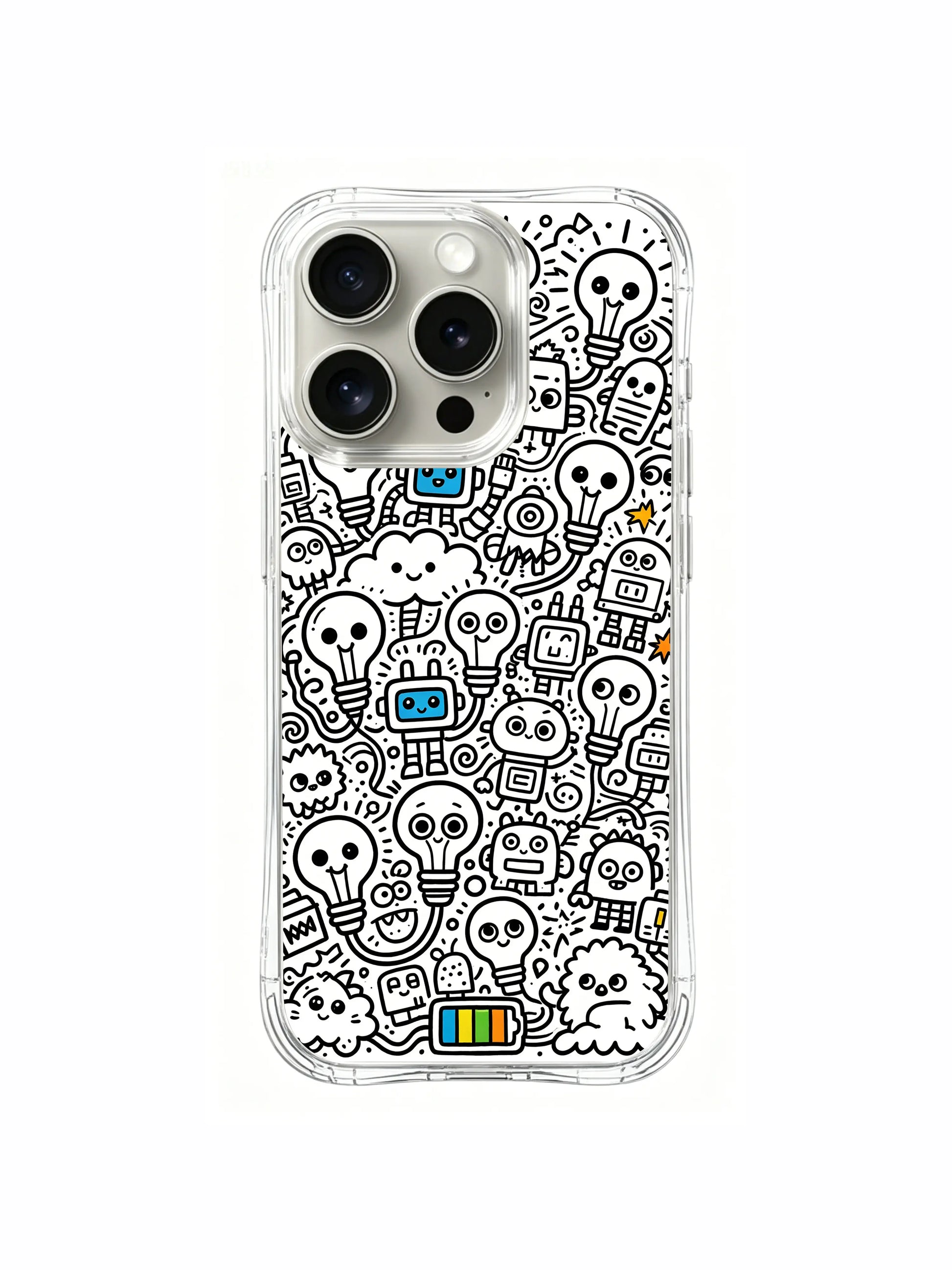 Unmotivated laid-back bulb club collage iPhone 15 pro Case, officially licensed retail phone casing sold by PhoneCasing US, cozy casual styling art phone cover.