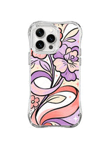 Coral Ribbon Florals: Coral and lavender flowers weave through sweeping pink, cream and purple ribbons.