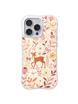 Ribbon Blossom Deer / Garden Bow Deer: Pembe çiçekler, ince yapraklar ve açık renkli fiyonkların sık tekrarı içinde küçük geyik.
