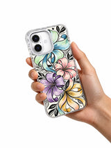 Ribbon flower art iPhone 17 case held in hand