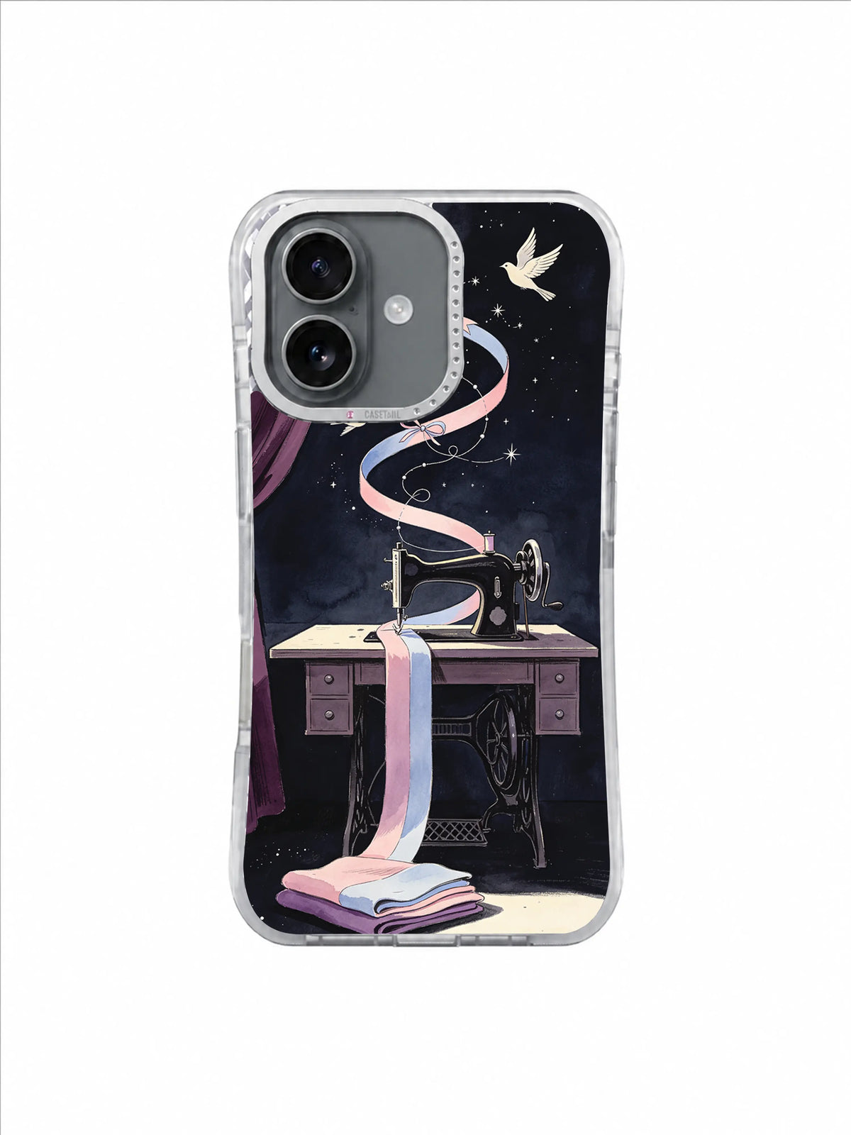 Ribbon Constellation iPhone 17 Case – Moonbird Ribbon Stitch artwork