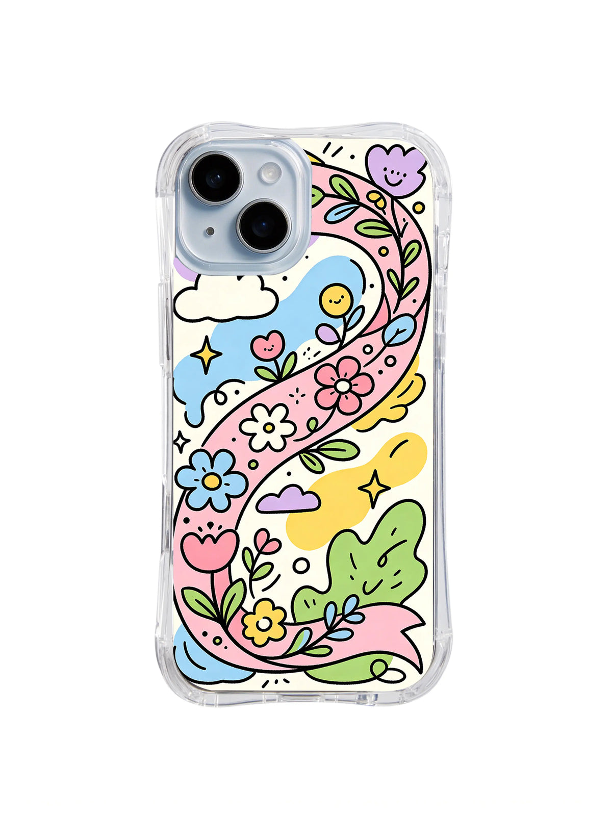 Pastel Ribbon River pattern iPhone 14 case