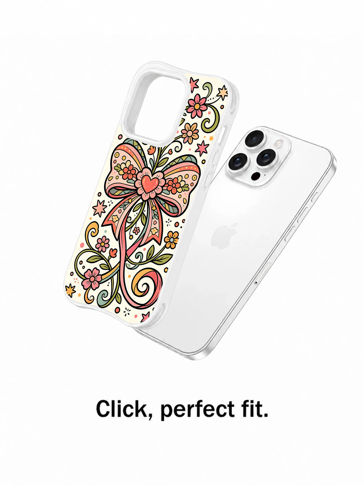 Ribbon Heart Garden iPhone 14 Pro case fit detail