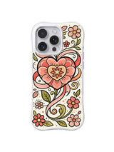 Coral Heart Bloom iPhone 14 Pro case pattern