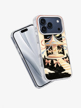Angled front and back view of the Ribbon Moon Carousel iPhone 17 Pro Max case