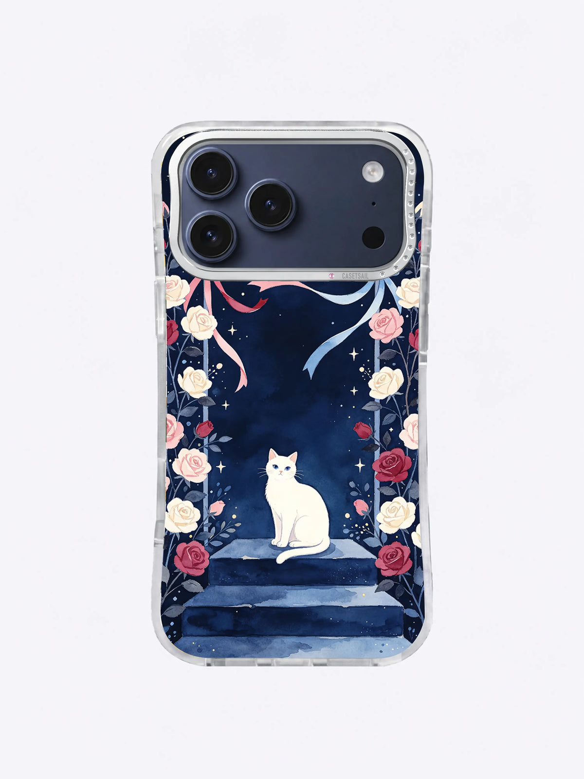 The Ribbon Moon Garden iPhone case, Cherry Ribbon Night artwork