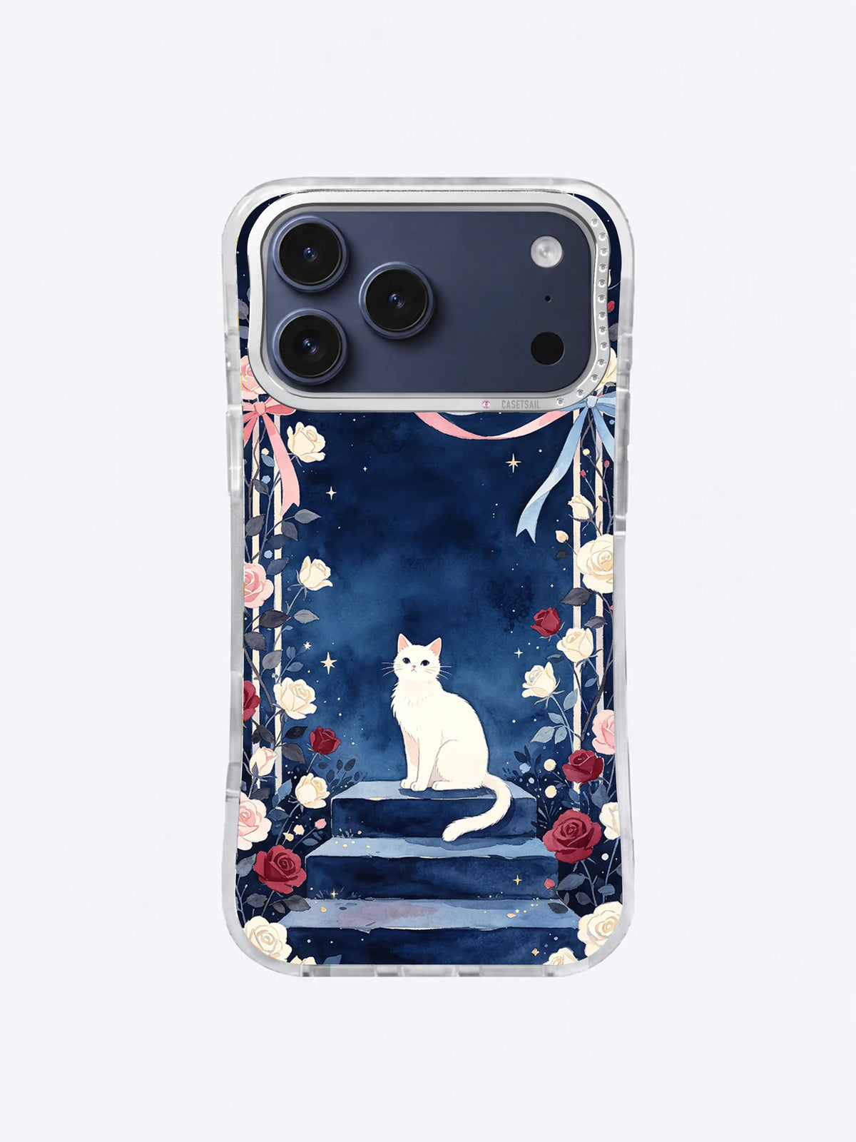 The Ribbon Moon Garden iPhone case, Floral Moon Wish artwork