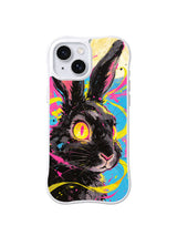 Moonlit Ribbon Watch black rabbit neon art pattern for iPhone 15 Plus case