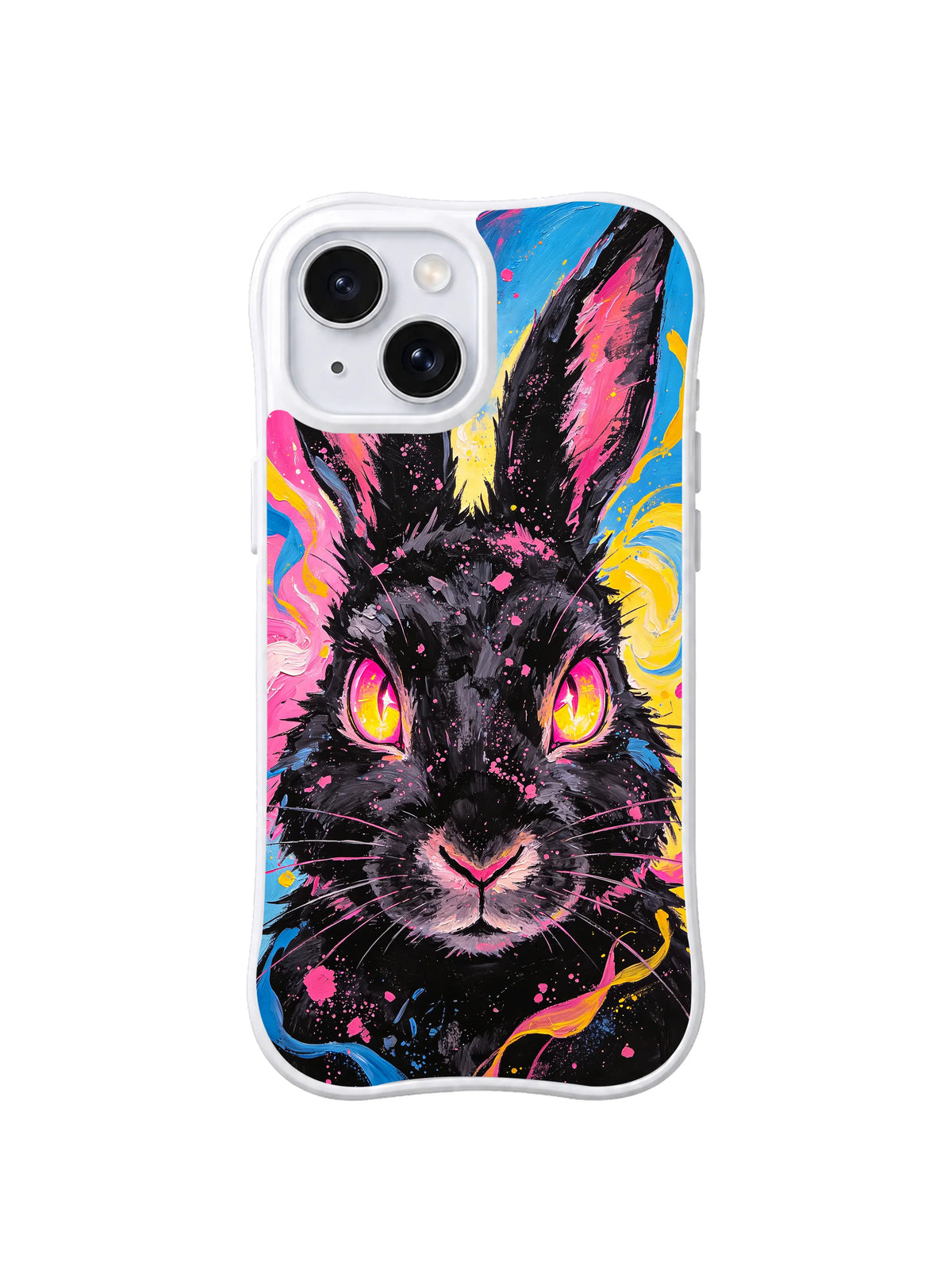 Neon Storm Moon Rabbit ribbon splash art pattern for iPhone 15 Plus case