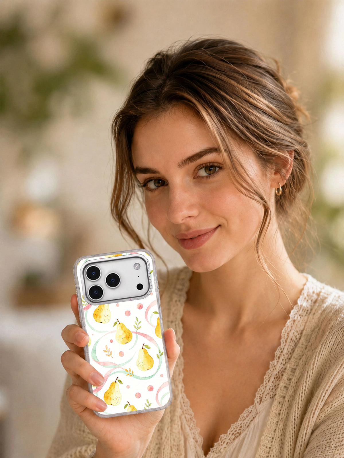 Product or handheld view of the Ribbon Pear Serenade case
