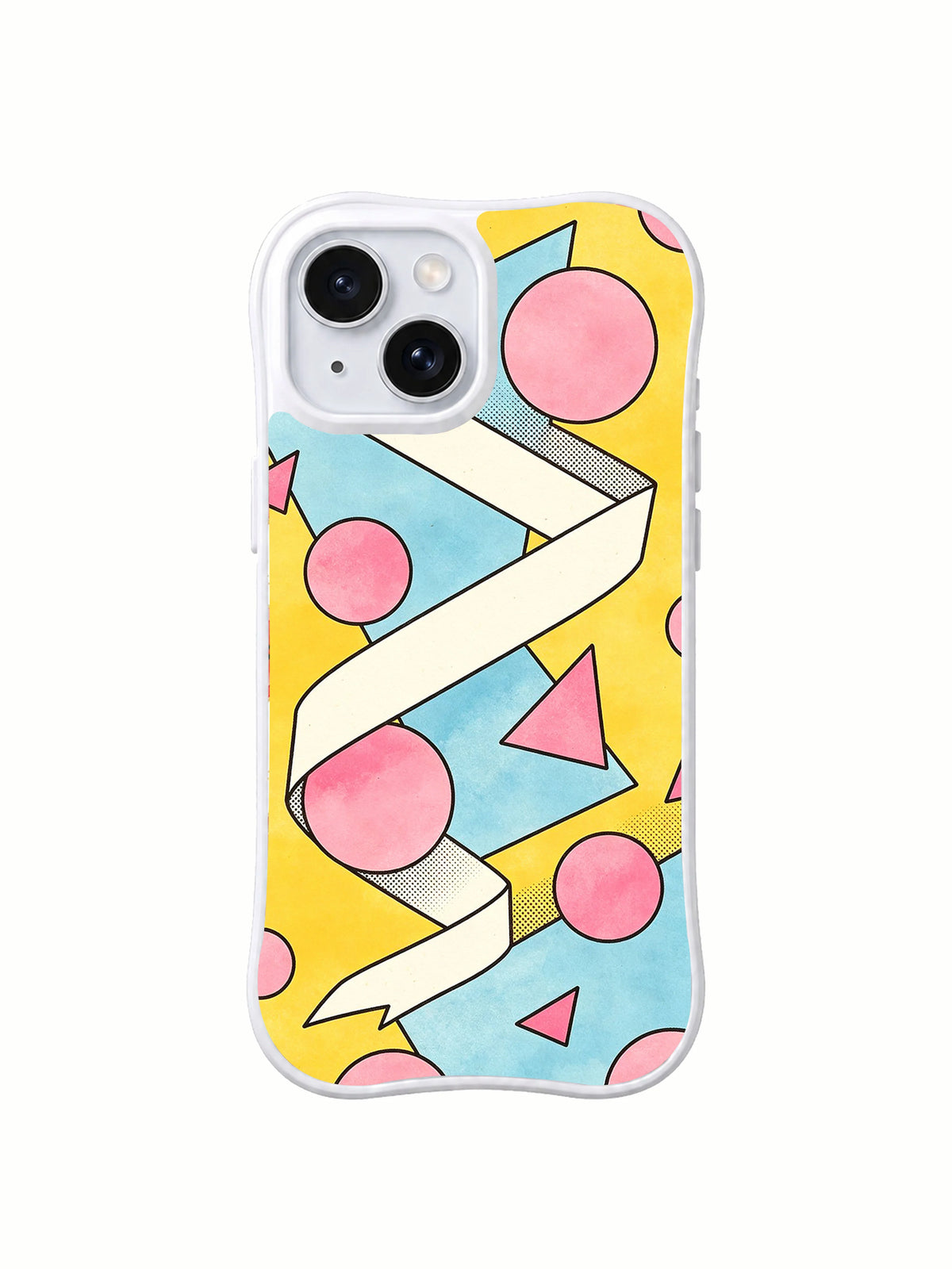 Ribbon Pop Geometry iPhone 15 case front detail
