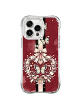 Ribboned Butterfly Crest wine-red iPhone 14 Pro case by Elara Voss