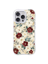Ivory Burgundy Garden Diary pattern on iPhone 15 Pro case