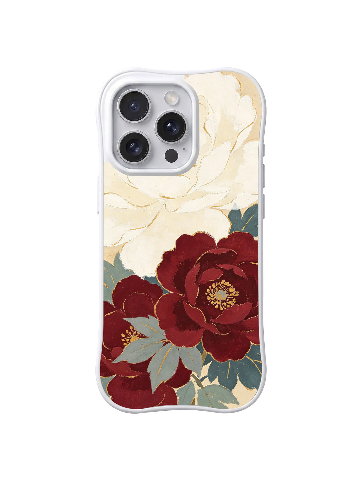 Ivory Peony Keepsake pattern on iPhone 15 Pro case