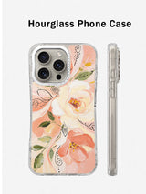 Blush watercolor floral iPhone 16 Pro case front and side view
