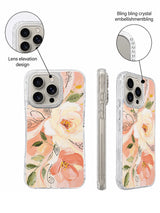 Crystal camera frame blush floral iPhone 16 Pro case detail