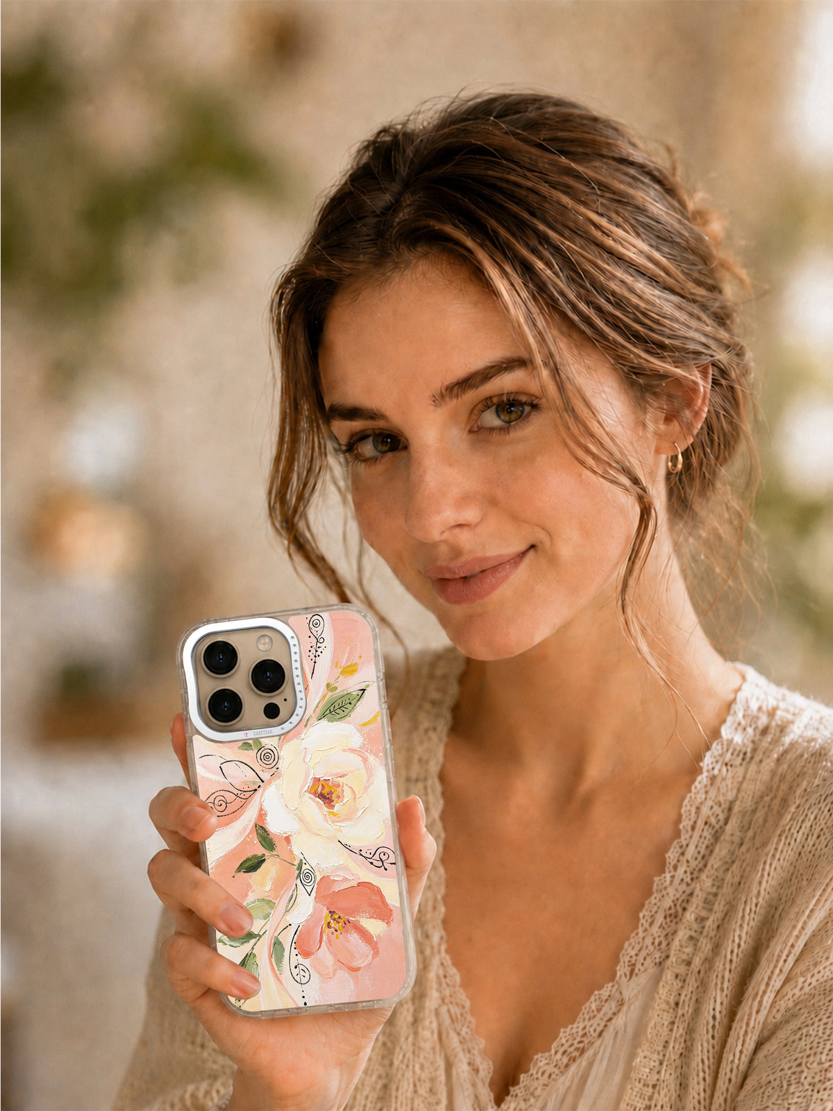 Romantic Ribbon Garden iPhone 16 Pro case lifestyle view