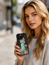 Rose Moon Tower: Person holding the illustrated case outdoors.