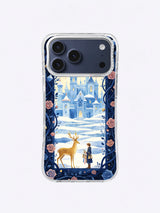 Moonlit snow terraces leading to a blue rose palace phone case