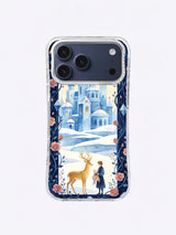 Ribbon seed keeper and deer in a celestial winter rose garden phone case