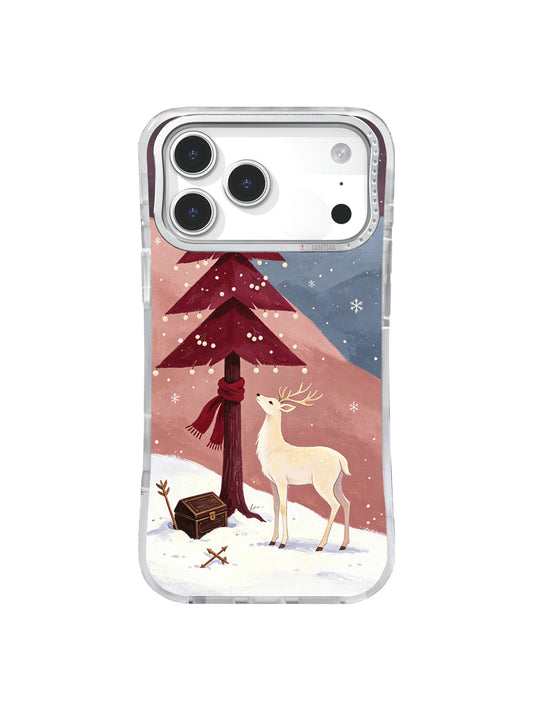 Ivory deer and rosewood snow tree iPhone 17 Pro case pattern one