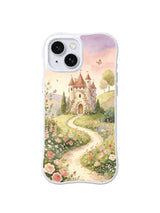 Rosewood Castle Road: A winding path leads to a rose-covered castle.