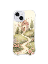 Rose Gate Tower: A rose-covered gate tower stands above a flower path.