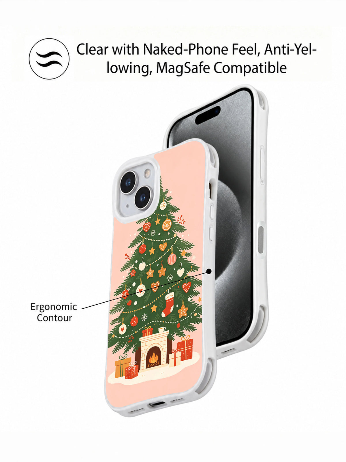 Rosy Hearth Holiday fireplace phone case detail