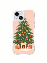 Rosy Hearth Holiday pink Christmas fireplace iPhone 14 Plus case front view