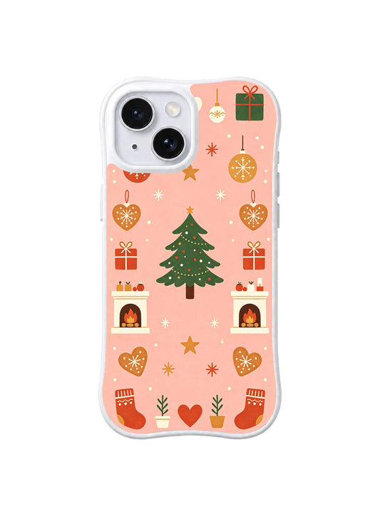 Rosy Hearth Holiday fireplace symbol iPhone 14 Plus case by Merry Vellum