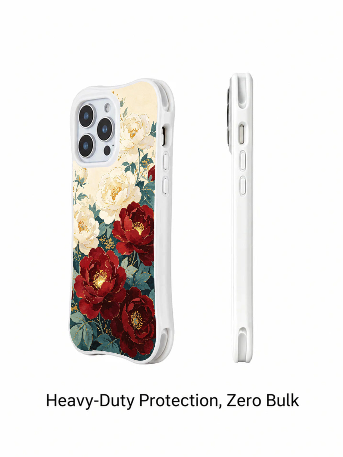 Royal Garden Fragments iPhone 15 Pro case front and side views