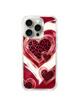 Layered Ruby Hearts artwork for iPhone 16 Pro case